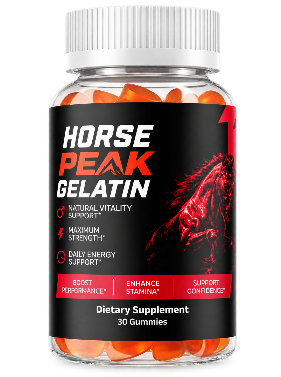 Horse Peak Gelatin gummy supplement bottle